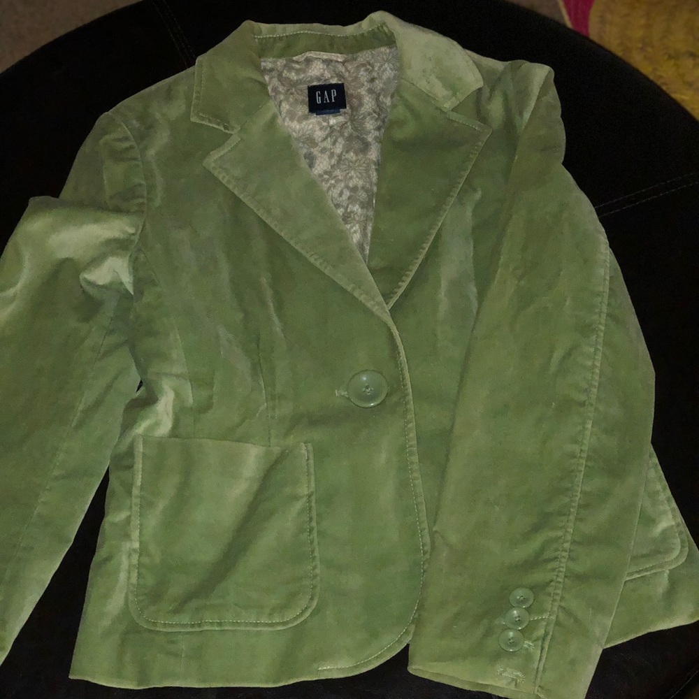Gap light green velvet blazer. Lined. Size 6